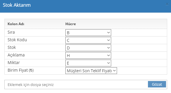teklif excel
